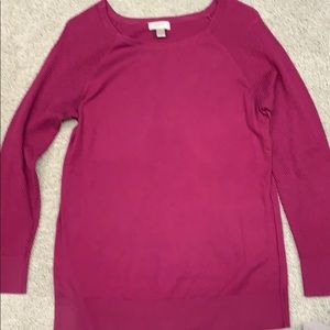 Loft raspberry sweater.  Size Large.